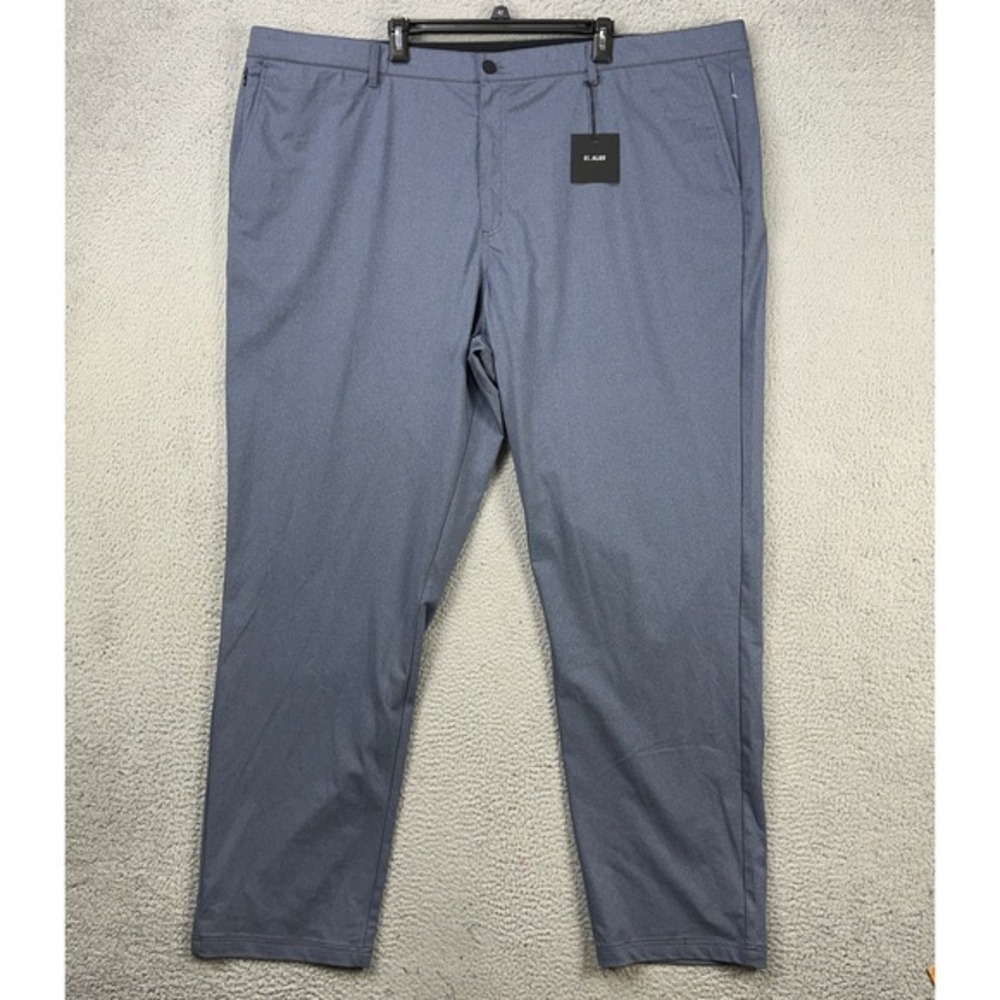01.Algo Mens Chino Golf Pants 46 Blue Wicking Performance Tech Flat Front NEW